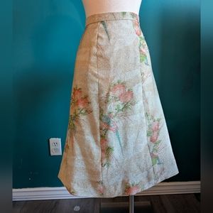 Women's Vintage 1960s Lurex Skirt A line skirts 60s metallic novelty print XL